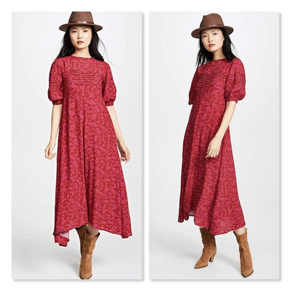 Free People Jessie Midi Dress size 0 in Red - Picture 1 of 13